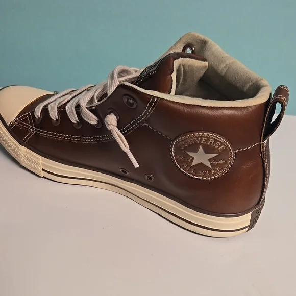 Converse Brown Leather High-Top Sneakers - Picture 4 of 6